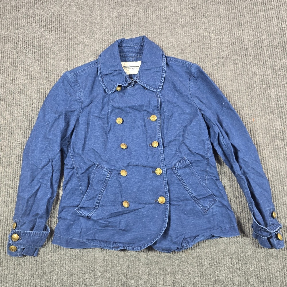 Guideboat‎ Co. Jacket Womens Medium Blue Denim Pea Coat Double Breasted Nautical